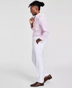 Мужские классические брюки к костюму однотонные Tayion Collection, белый