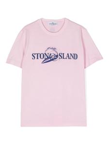 Stone Island Junior футболка с логотипом, розовый