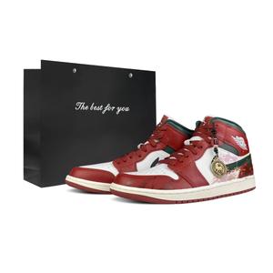 Air 1 устойчивые к истиранию мид-топ винтажные баскетбольные кроссовки unisex Jordan, красный/белый