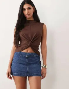 Голубая джинсовая юбка микромини с поясом ASOS DESIGN