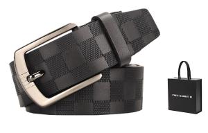 Кожаный ремень мужской FREE RABBITⅡ, черный+ярко-желтый бокс