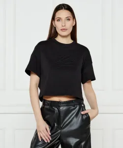 Футболка с автографом Cropped fit Karl Lagerfeld, черный
