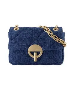 Синяя льняная сумка в форме полумесяца с кожаной подкладкой Vanessa Bruno, синий