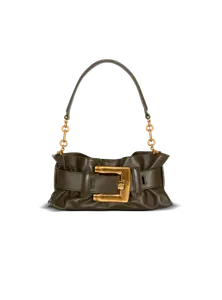 Мини-сумка Anthem на плечо из телячьей кожи Balmain, желтый/хаки/розовый