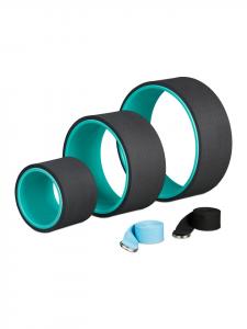 Relaxdays Набор из 3 колес для йоги с 2 ремнями для йоги, бирюзово-черный