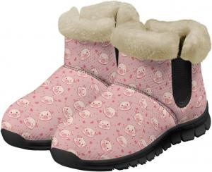 Женские зимние сапоги Jeiento Cartoon Pig с теплой внутренней отделкой, уютные обувь для женщин, Pink Pig Heart