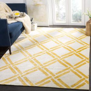 Ковер SAFAVIEH, 244 x 305 см, - Moroccan Collection - большой - Ivory & Gold, ручной работы из вискозы, узор Trellis, идеально для гостиной, спальни, офиса, столовой (MOR551B)