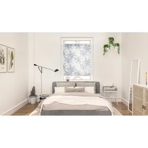 Плиссе Klemmfix, без сверления, непрозрачный, Blueprint Palms - синий непрозрачный, свободновисящий Lichtblick Original, синий/белый/белый