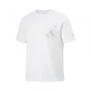 Мужская футболка Li Ning, белая, AHSU607, с круглым вырезом, модель 2