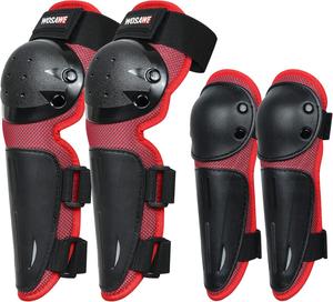 WOSAWE детские наколенники и налокотники для мотокросса, 4 шт, red