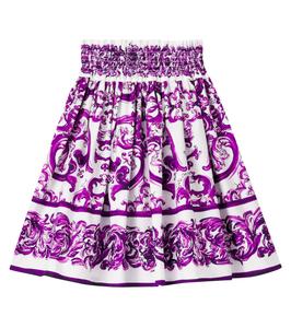 Юбка из поплина с майоликовой печатью Dolce&Gabbana Kids, Maiolica 3L Viola