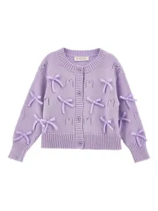 Кардиган с бантами Monnalisa, фиолетовый