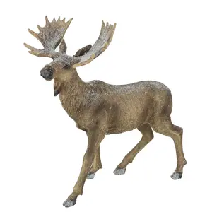 И.ГЕ.А. Фигурка животного «фигура лося, заснеженная», декоративные фигурки оленей, скульптура, рождественская фигурка, рождественское украшение, лесное животное I.Ge.A., цвет natur