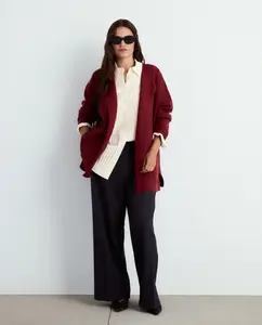 Женский трикотажный кардиган на молнии однотонный Couchel, терракотовый