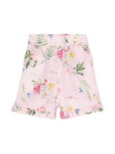 Monnalisa шорты с оборками и цветочным принтом, розовый