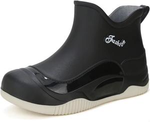 Резиновые женские ботинки Purubylley, полусапожки для женщин - водонепроницаемые ботильоны для девушек, Black