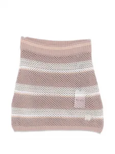 Вязаная мини-юбка в полоску Amiri, бежевый