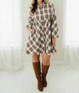 Коричневое клетчатое мини-платье Aapparella