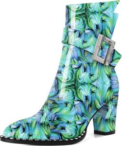 Женские ботильоны Eldof с округлым носком, массивным каблуком, бусинами, осенние короткие ботинки с пряжкой, боковой молнией, каблук 7,5 см