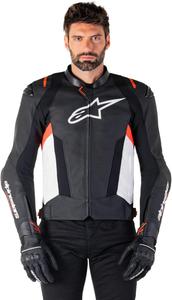 Кожаная куртка Alpinestars Missile V3, высокопроизводительная экипировка для мотоцикла, защита CE и универсальность, Black/White/Red Fluo