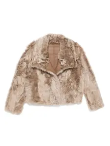 Меховая куртка с кожаной отделкой Yves Salomon, нейтральный