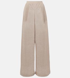 Широкие брюки из льна и шелка Alaïa, Beige Clair