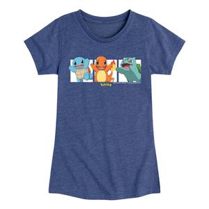 Футболка с квадратами для девочек 7–16 лет с изображением покемонов Starter Pokemon, синий