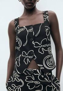 Жилет FLORAL PRINT Mango, черный