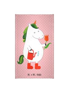 Mr. & Mrs. Panda Полотенце с изображением единорога-садовника, без надписи, пастельно-красного цвета