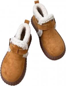 Женские зимние ботинки из натуральной кожи с цветочным декором, слипоны на щиколотку с плюшевой подкладкой, повседневная обувь на все сезоны Azttoztto, Brown