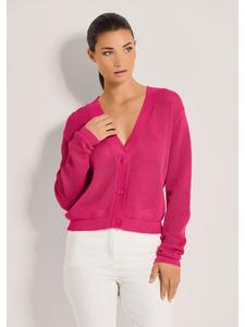 MADELEINE Короткий ажурный кардиган кораллово-розового цвета