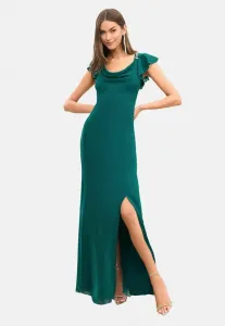 Платье для подружки невесты стандартного кроя с рукавами-крылышками и воротником-хомутом. Lipsy, Teal Blue