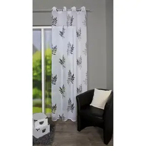 Занавес BAMBOU с люверсами, 1 шт., размер ВxШ: 245x140 см, принт с листьями Home Wohnideen, серый