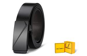 Кожаный ремень унисекс Free Rabbitⅱ, Подарочная коробка Черный + активный желтый