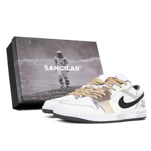 Jordan Баскетбольные кроссовки Air 1 Low "Iron Grey" с износостойким верхом в винтажном стиле, унисекс, белые, желтые