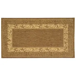 Коврик для улицы и дома в рамке с изображением листьев двора Safavieh, коричневый, 77x153 см
