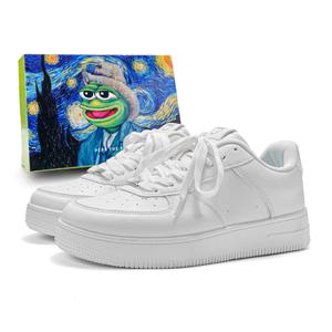 Pepe The Frog Низкие скейтерские кроссовки унисекс белые, цвет White