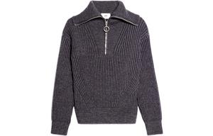 Ami Paris Half zip Ribbed knit Sweatshirt AMIPARIS, серый