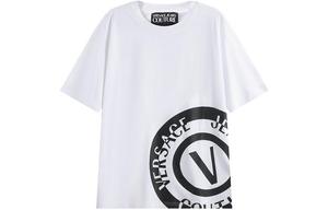 Хлопковая футболка с принтом логотипа VERSACE JEANS COUTURE, белый