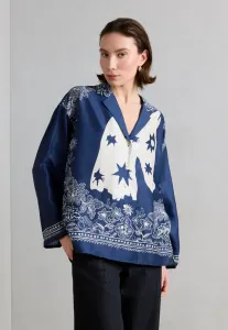 Рубашка свободного кроя с принтом, блузка на пуговицах Scotch & Soda, Dark Blue