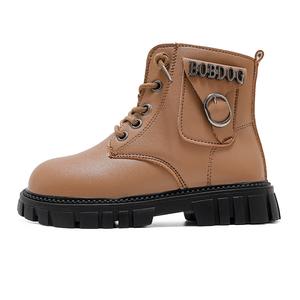 Детские кожаные ботинки с нескользящей термоподдержкой для детей BOBDOG, коричневый