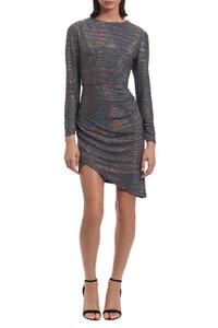 Асимметричное платье с длинными рукавами для вечеринки в серебристом цвете Donna Morgan