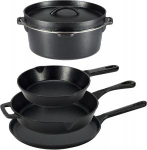 Набор посуды Amazon Basics Pre-Seasoned Cast Iron, 5 предметов, черный