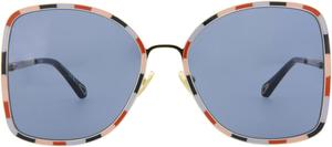 Солнцезащитные очки Chloé квадратной/прямоугольной формы, золотисто-голубые, класса люкс, изготовлены в Италии, металлическая оправа, дизайнерская мода для повседневной роскоши Chloe