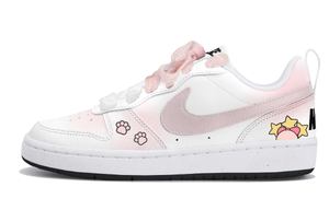 Nike Court Borough Pink Star Paw Cute Low top Kids' Skateboarding Shoes White Pink Teenagers