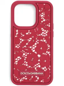 Чехол для iPhone 14 Pro с цветочным кружевом Dolce & Gabbana, розовый