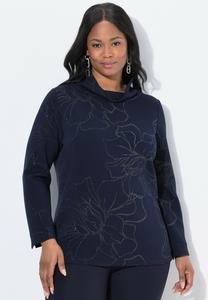 Толстовка Ulla Popken LONG SLEEVE TURTLENECK, Dark Marine/Dark Blue