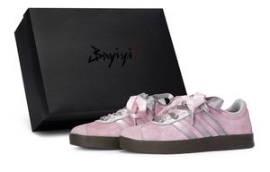 Adidas Neo Vl Court 811 Производства Wild Peach Специальная Коробка для Обуви Лоу-топы Скейтборд Кроссовки Унисекс Мягкий Туманно-розовый Серебристый, цвет Mist Pink Silver