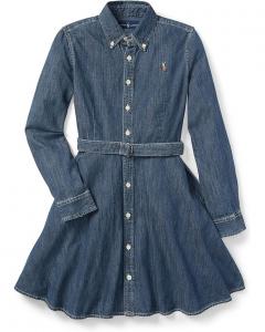 Платье Polo Ralph Lauren Kids Belted Cotton Denim Shirtdress, цвет Indigo