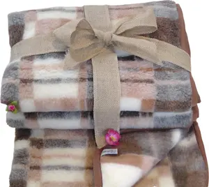 Одеяло из овечьей шерсти, 100% мериносовая шерсть (коричневое клетчатое, 120 см x 160 см) Sheep Dreams